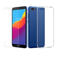 Silikon Hülle Handyhülle Ultra Dünn Schutzhülle Durchsichtig Transparent mit Schutzfolie für Huawei Honor 7S Klar