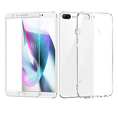 Silikon Hülle Handyhülle Ultra Dünn Schutzhülle Durchsichtig Transparent mit Schutzfolie für Huawei Honor 9 Lite Weiß