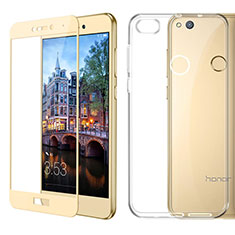 Silikon Hülle Handyhülle Ultra Dünn Schutzhülle Durchsichtig Transparent mit Schutzfolie für Huawei P9 Lite (2017) Gold