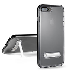 Silikon Hülle Handyhülle Ultra Dünn Schutzhülle Durchsichtig Transparent mit Ständer für Apple iPhone 7 Plus Grau