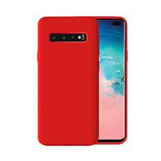 Silikon Hülle Handyhülle Ultra Dünn Schutzhülle Flexible 360 Grad Ganzkörper Tasche C03 für Samsung Galaxy S10 Plus Rot
