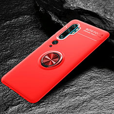 Silikon Hülle Handyhülle Ultra Dünn Schutzhülle Flexible Tasche Silikon mit Magnetisch Fingerring Ständer D01 für Xiaomi Mi Note 10 Pro Rot
