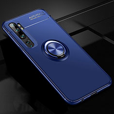 Silikon Hülle Handyhülle Ultra Dünn Schutzhülle Flexible Tasche Silikon mit Magnetisch Fingerring Ständer D02 für Xiaomi Mi Note 10 Blau