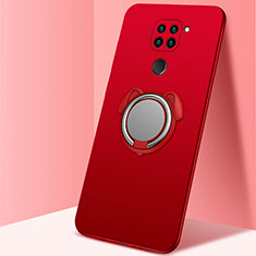 Silikon Hülle Handyhülle Ultra Dünn Schutzhülle Flexible Tasche Silikon mit Magnetisch Fingerring Ständer G01 für Xiaomi Redmi Note 9 Rot