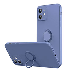 Silikon Hülle Handyhülle Ultra Dünn Schutzhülle Flexible Tasche Silikon mit Magnetisch Fingerring Ständer N01 für Apple iPhone 12 Mini Lavendel Grau