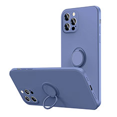 Silikon Hülle Handyhülle Ultra Dünn Schutzhülle Flexible Tasche Silikon mit Magnetisch Fingerring Ständer N01 für Apple iPhone 12 Pro Lavendel Grau