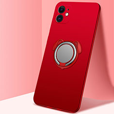 Silikon Hülle Handyhülle Ultra Dünn Schutzhülle Flexible Tasche Silikon mit Magnetisch Fingerring Ständer N02 für Apple iPhone 12 Mini Rot