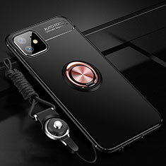 Silikon Hülle Handyhülle Ultra Dünn Schutzhülle Flexible Tasche Silikon mit Magnetisch Fingerring Ständer N03 für Apple iPhone 12 Gold und Schwarz
