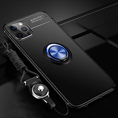 Silikon Hülle Handyhülle Ultra Dünn Schutzhülle Flexible Tasche Silikon mit Magnetisch Fingerring Ständer N03 für Apple iPhone 12 Pro Blau und Schwarz