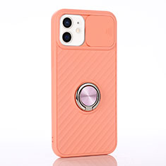 Silikon Hülle Handyhülle Ultra Dünn Schutzhülle Flexible Tasche Silikon mit Magnetisch Fingerring Ständer T01 für Apple iPhone 12 Orange