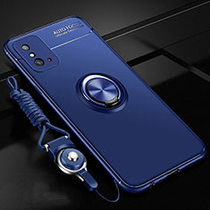 Silikon Hülle Handyhülle Ultra Dünn Schutzhülle Flexible Tasche Silikon mit Magnetisch Fingerring Ständer T01 für Huawei Honor X10 Max 5G Blau