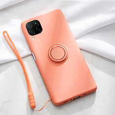 Silikon Hülle Handyhülle Ultra Dünn Schutzhülle Flexible Tasche Silikon mit Magnetisch Fingerring Ständer T01 für Huawei Nova 6 SE Orange