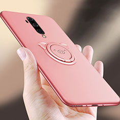 Silikon Hülle Handyhülle Ultra Dünn Schutzhülle Flexible Tasche Silikon mit Magnetisch Fingerring Ständer T01 für OnePlus 7T Pro Rosa