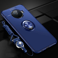 Silikon Hülle Handyhülle Ultra Dünn Schutzhülle Flexible Tasche Silikon mit Magnetisch Fingerring Ständer T01 für Oppo Ace2 Blau