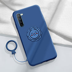 Silikon Hülle Handyhülle Ultra Dünn Schutzhülle Flexible Tasche Silikon mit Magnetisch Fingerring Ständer T01 für Oppo K7 5G Blau
