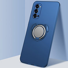 Silikon Hülle Handyhülle Ultra Dünn Schutzhülle Flexible Tasche Silikon mit Magnetisch Fingerring Ständer T01 für Oppo Reno4 Pro 5G Blau