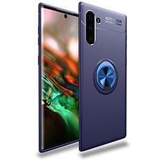 Silikon Hülle Handyhülle Ultra Dünn Schutzhülle Flexible Tasche Silikon mit Magnetisch Fingerring Ständer T01 für Samsung Galaxy Note 10 5G Blau
