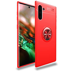Silikon Hülle Handyhülle Ultra Dünn Schutzhülle Flexible Tasche Silikon mit Magnetisch Fingerring Ständer T01 für Samsung Galaxy Note 10 5G Rot