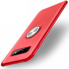 Silikon Hülle Handyhülle Ultra Dünn Schutzhülle Flexible Tasche Silikon mit Magnetisch Fingerring Ständer T01 für Samsung Galaxy S10 5G Rot