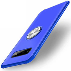 Silikon Hülle Handyhülle Ultra Dünn Schutzhülle Flexible Tasche Silikon mit Magnetisch Fingerring Ständer T01 für Samsung Galaxy S10 Plus Blau