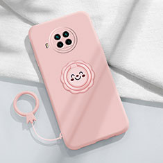 Silikon Hülle Handyhülle Ultra Dünn Schutzhülle Flexible Tasche Silikon mit Magnetisch Fingerring Ständer T01 für Xiaomi Mi 10T Lite 5G Rosa