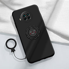 Silikon Hülle Handyhülle Ultra Dünn Schutzhülle Flexible Tasche Silikon mit Magnetisch Fingerring Ständer T01 für Xiaomi Mi 10T Lite 5G Schwarz