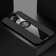 Silikon Hülle Handyhülle Ultra Dünn Schutzhülle Flexible Tasche Silikon mit Magnetisch Fingerring Ständer T01 für Xiaomi Redmi K30 Pro Zoom Schwarz