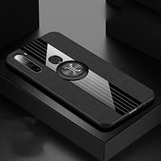 Silikon Hülle Handyhülle Ultra Dünn Schutzhülle Flexible Tasche Silikon mit Magnetisch Fingerring Ständer T01 für Xiaomi Redmi Note 8 (2021) Schwarz