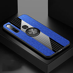 Silikon Hülle Handyhülle Ultra Dünn Schutzhülle Flexible Tasche Silikon mit Magnetisch Fingerring Ständer T01 für Xiaomi Redmi Note 8 Blau