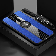 Silikon Hülle Handyhülle Ultra Dünn Schutzhülle Flexible Tasche Silikon mit Magnetisch Fingerring Ständer T01 für Xiaomi Redmi Note 8 Pro Blau