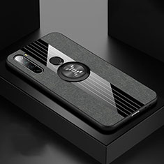 Silikon Hülle Handyhülle Ultra Dünn Schutzhülle Flexible Tasche Silikon mit Magnetisch Fingerring Ständer T01 für Xiaomi Redmi Note 8T Grau