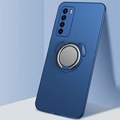 Silikon Hülle Handyhülle Ultra Dünn Schutzhülle Flexible Tasche Silikon mit Magnetisch Fingerring Ständer T02 für Huawei Honor Play4 5G Blau