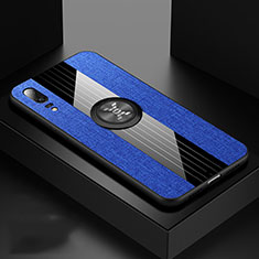 Silikon Hülle Handyhülle Ultra Dünn Schutzhülle Flexible Tasche Silikon mit Magnetisch Fingerring Ständer T02 für Huawei P20 Blau