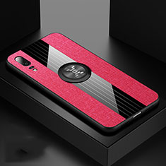 Silikon Hülle Handyhülle Ultra Dünn Schutzhülle Flexible Tasche Silikon mit Magnetisch Fingerring Ständer T02 für Huawei P20 Pink