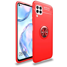 Silikon Hülle Handyhülle Ultra Dünn Schutzhülle Flexible Tasche Silikon mit Magnetisch Fingerring Ständer T02 für Huawei P40 Lite Rot