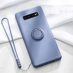 Silikon Hülle Handyhülle Ultra Dünn Schutzhülle Flexible Tasche Silikon mit Magnetisch Fingerring Ständer T02 für Samsung Galaxy S10 5G Violett