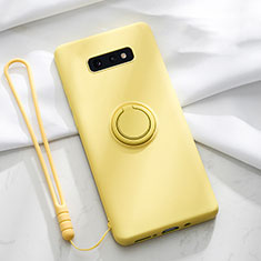 Silikon Hülle Handyhülle Ultra Dünn Schutzhülle Flexible Tasche Silikon mit Magnetisch Fingerring Ständer T02 für Samsung Galaxy S10e Gelb