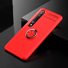 Silikon Hülle Handyhülle Ultra Dünn Schutzhülle Flexible Tasche Silikon mit Magnetisch Fingerring Ständer T02 für Xiaomi Mi 10 Rot