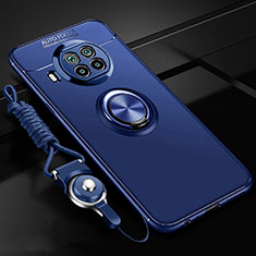 Silikon Hülle Handyhülle Ultra Dünn Schutzhülle Flexible Tasche Silikon mit Magnetisch Fingerring Ständer T02 für Xiaomi Mi 10i 5G Blau
