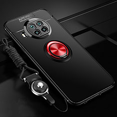 Silikon Hülle Handyhülle Ultra Dünn Schutzhülle Flexible Tasche Silikon mit Magnetisch Fingerring Ständer T02 für Xiaomi Mi 10T Lite 5G Rot und Schwarz