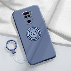 Silikon Hülle Handyhülle Ultra Dünn Schutzhülle Flexible Tasche Silikon mit Magnetisch Fingerring Ständer T02 für Xiaomi Redmi Note 9 Grau