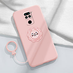 Silikon Hülle Handyhülle Ultra Dünn Schutzhülle Flexible Tasche Silikon mit Magnetisch Fingerring Ständer T02 für Xiaomi Redmi Note 9 Rosa