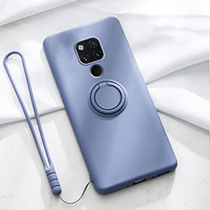 Silikon Hülle Handyhülle Ultra Dünn Schutzhülle Flexible Tasche Silikon mit Magnetisch Fingerring Ständer T03 für Huawei Mate 20 X 5G Violett