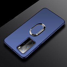 Silikon Hülle Handyhülle Ultra Dünn Schutzhülle Flexible Tasche Silikon mit Magnetisch Fingerring Ständer T03 für Huawei P40 Pro Blau
