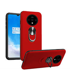 Silikon Hülle Handyhülle Ultra Dünn Schutzhülle Flexible Tasche Silikon mit Magnetisch Fingerring Ständer T03 für OnePlus 7T Rot