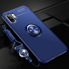 Silikon Hülle Handyhülle Ultra Dünn Schutzhülle Flexible Tasche Silikon mit Magnetisch Fingerring Ständer T03 für Samsung Galaxy Note 10 Plus Blau