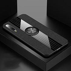 Silikon Hülle Handyhülle Ultra Dünn Schutzhülle Flexible Tasche Silikon mit Magnetisch Fingerring Ständer T03 für Xiaomi Mi A3 Schwarz