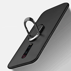 Silikon Hülle Handyhülle Ultra Dünn Schutzhülle Flexible Tasche Silikon mit Magnetisch Fingerring Ständer T03 für Xiaomi Redmi K20 Schwarz