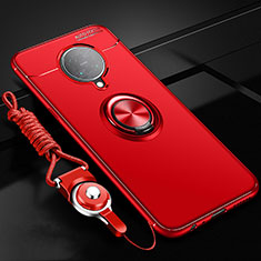 Silikon Hülle Handyhülle Ultra Dünn Schutzhülle Flexible Tasche Silikon mit Magnetisch Fingerring Ständer T03 für Xiaomi Redmi K30 Pro 5G Rot