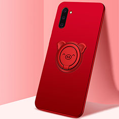Silikon Hülle Handyhülle Ultra Dünn Schutzhülle Flexible Tasche Silikon mit Magnetisch Fingerring Ständer T04 für Samsung Galaxy Note 10 5G Rot